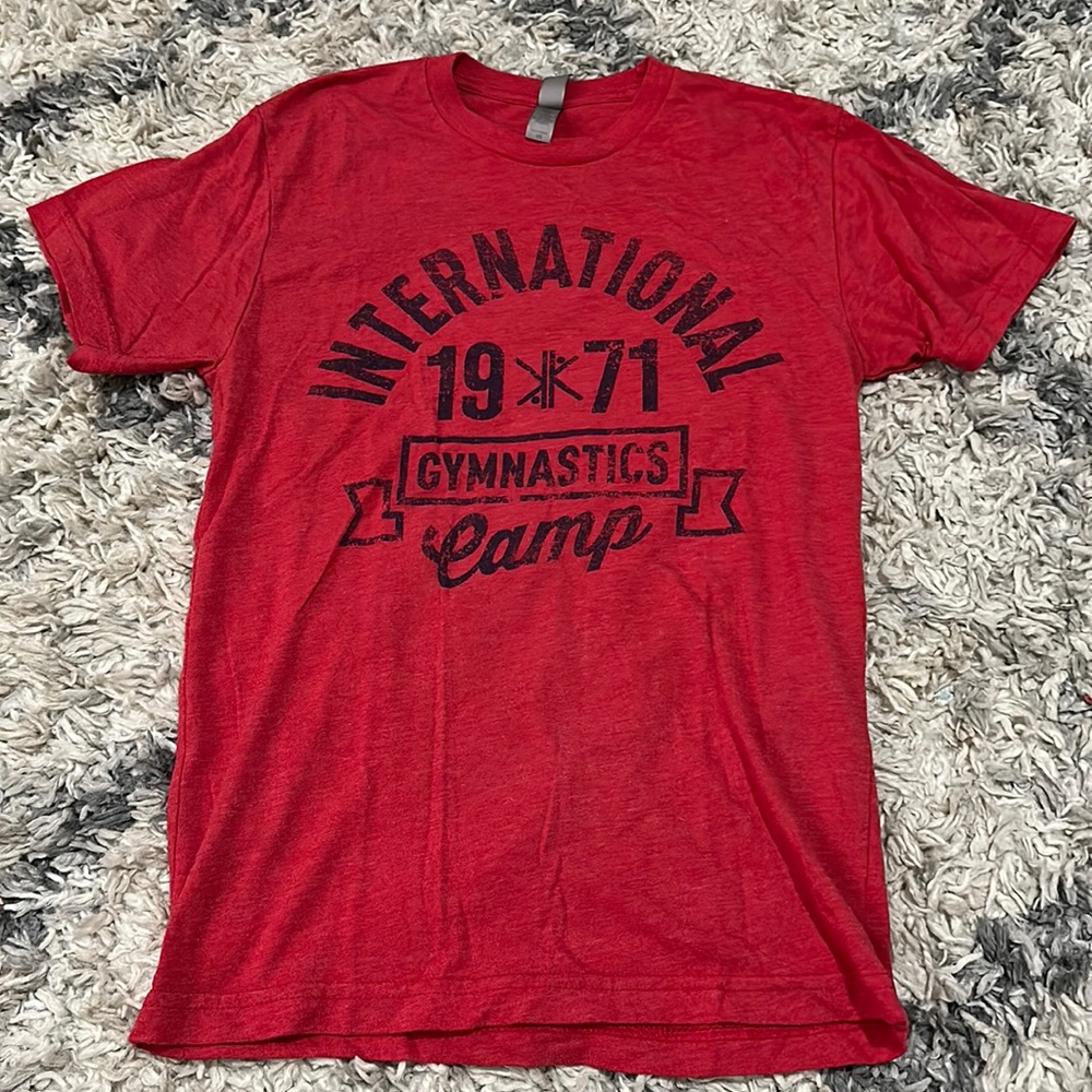 Red International Gymnastics camp shirt